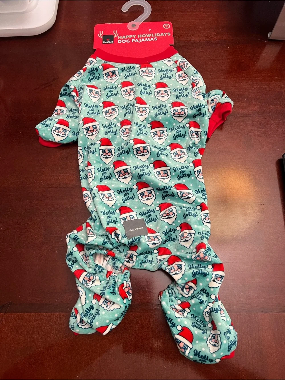 Fuzzyard Holly Jolly Dog Pajamas in Mint & Red